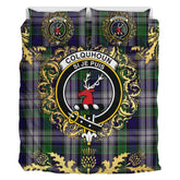 Colquhoun Dress Tartan Crest Bedding Set - Golden Thistle Style